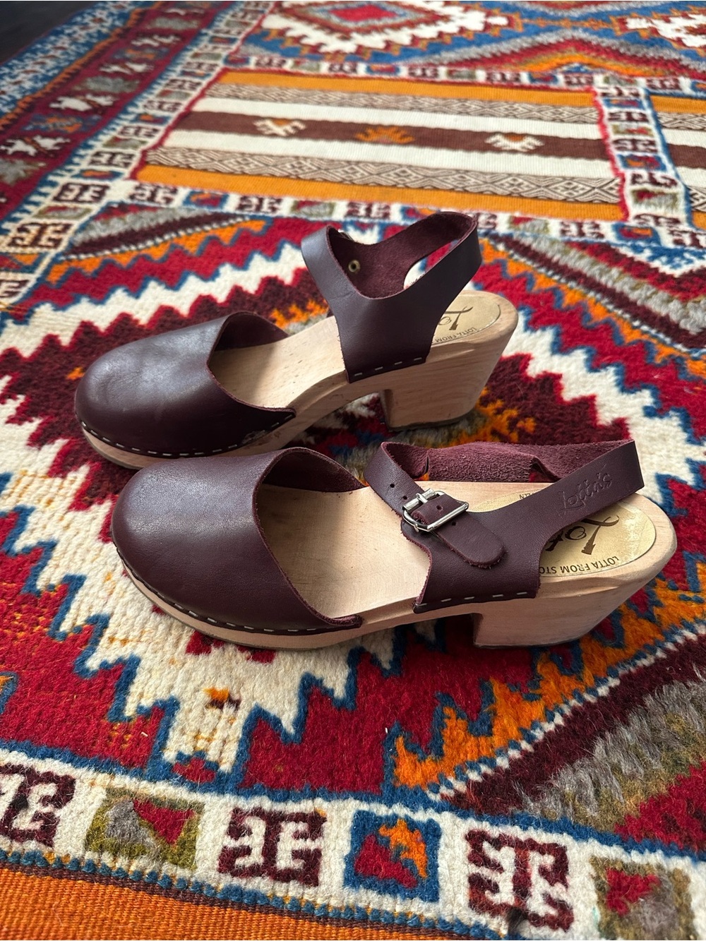 Lotta From Stockholm Dark Brown Leather Clog Mules with Buckle